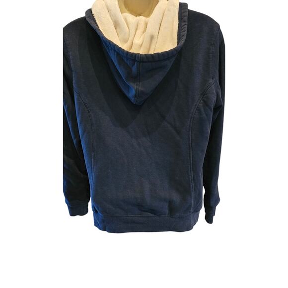 L.L.Bean navy blue SOFT thick fleece lining warm winter zip up hoodie jacket S - Picture 2 of 7